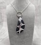 Aluminium Tin and Mussel Shell Pendant Necklace, Sea Inspired Unique Design