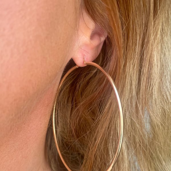 9ct Gold 74mm Hoop Earrings 