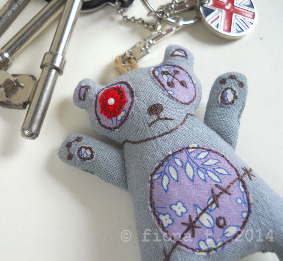 embroidered zombie bag charm