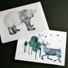 Polar Bear and Reindeer Greeting cards 4x6