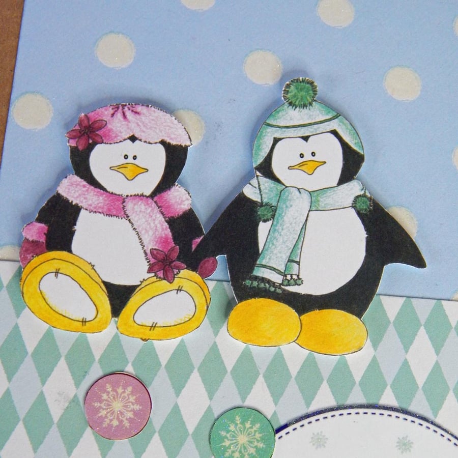 Penguin A5 Christmas Notebook. Stocking Filler, Christmas Gift. Christmas Card