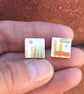 Handmade ceramic earrings square  - Image 5