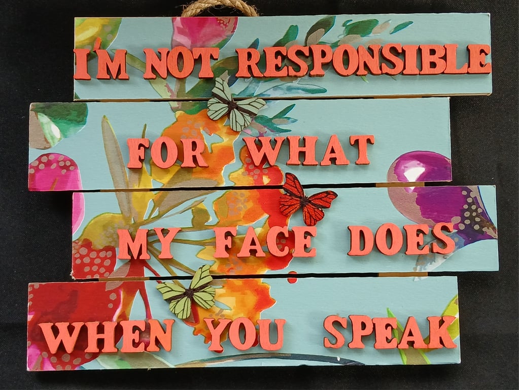 Hand decorated hanging wooden sign 