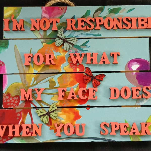 Hand decorated hanging wooden sign 