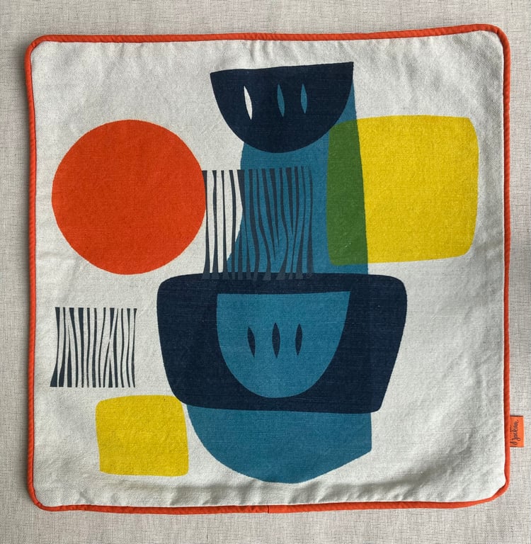 Perfectly Imperfect -COVER ONLY Hand printed Linen cushion - Troubadour Design 2