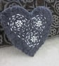Dark Grey Embroidered Heart Shaped Felt Brooch - Image 1