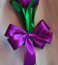 Beautiful Trio of Pinky-Purple Ribbon Tulips - Purple Bow. Faux Flowers Gifts - Image 7