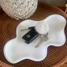 Eco-Resin Wavy Display Tray, Marble Trinket Catch-All Dish, Neutral Home Decor