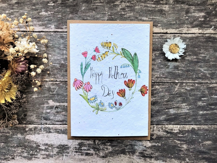 Plantable Seed Paper Mother's Day Card, Blank Inside, Mother's day card