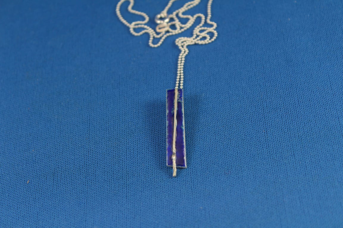 Silver and enamel strap pendant
