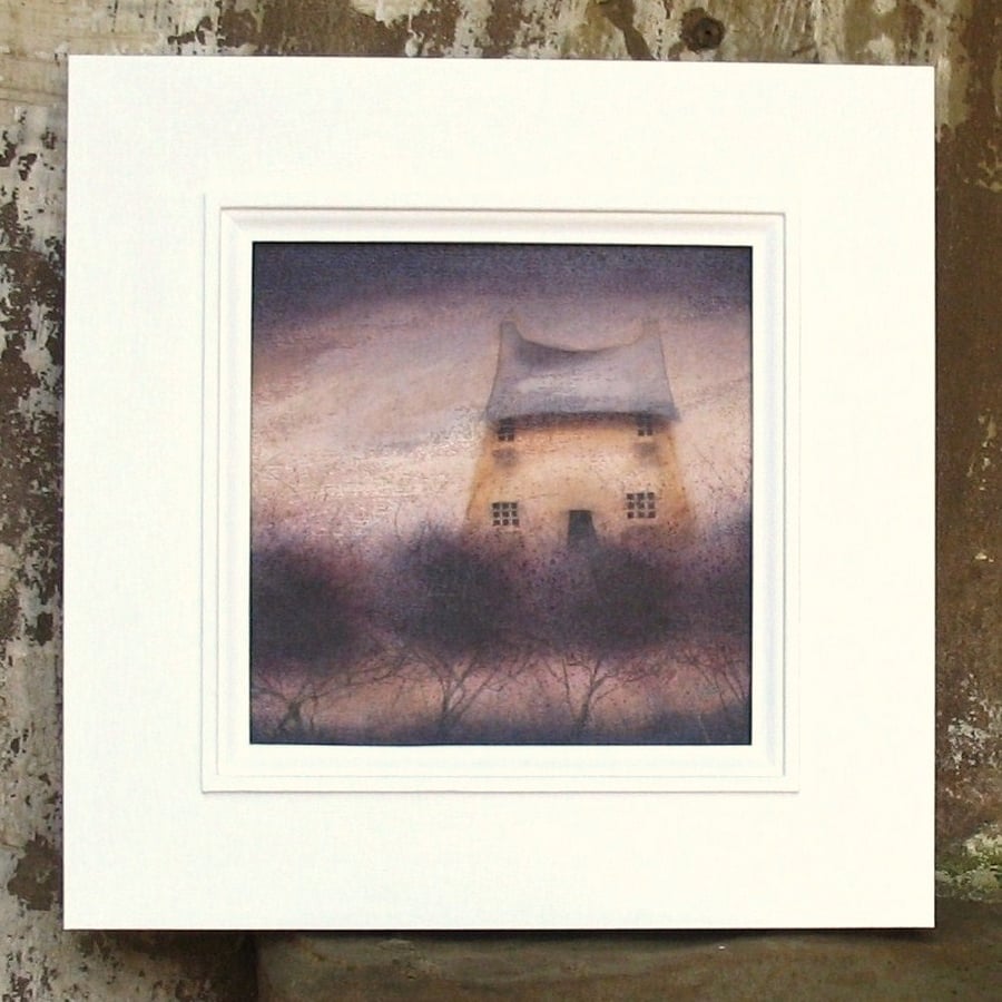 Hedgerow House - Framed Original Acrylic House, Cottage Painting, Free Shipping