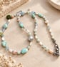 Handmade Larimar, Aquamarine & Pearl Choker – Natural Gemstone Necklace - Image 1