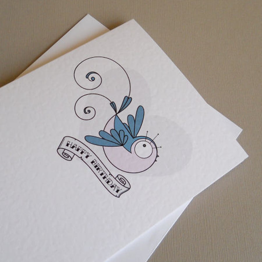 retro swallow birthday card