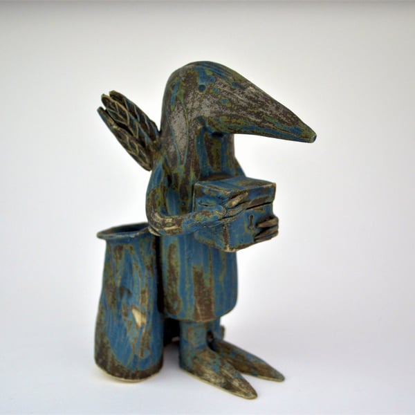 Ceramic bird sculpture - Edie the Caretaker bird.