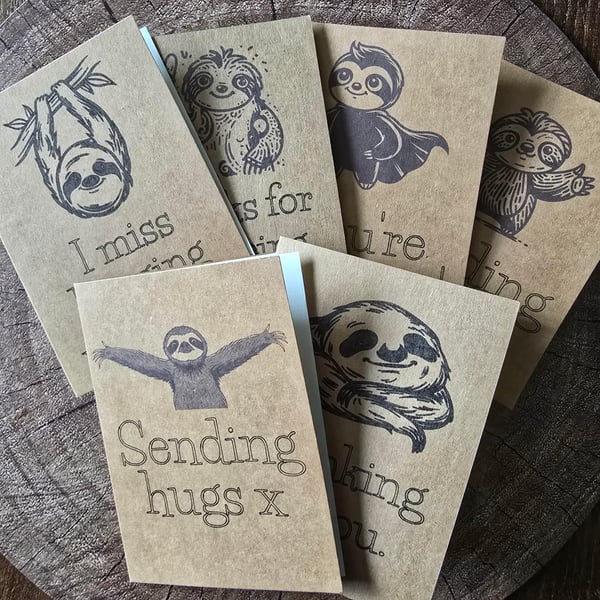 Sloth Themed Thinking of You Cards 
