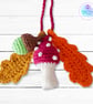 Red toadstool, acorn and oak leaves crochet bag charm. Toadstool keyring - Image 4