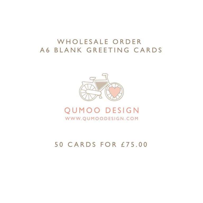 Wholesale Order x50 of any QuMoo A6 blank greeting cards 