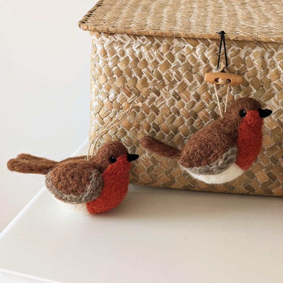 Needle felted wool Robin decoration 