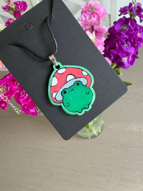 Cute Frog Mushroom Necklace