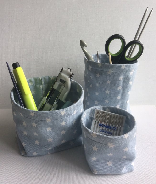 Beautiful bundle, Set of three small, fabric bowls, baskets,