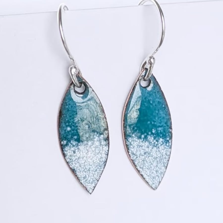 Colourful teal enamel dangle earrings