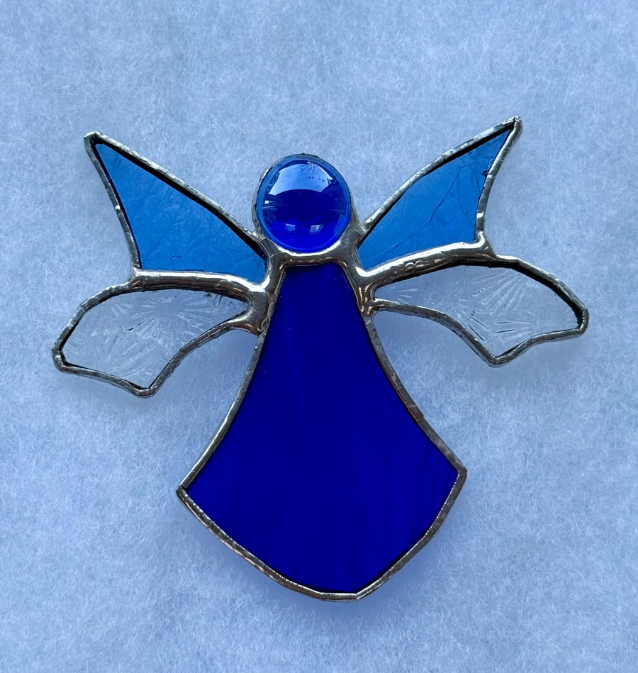 Stained Glass Woodland Fairy - stunning royal blue