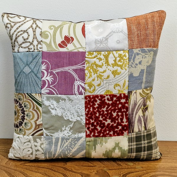 Handmade 45cm x 45cm patchwork cushion cover 