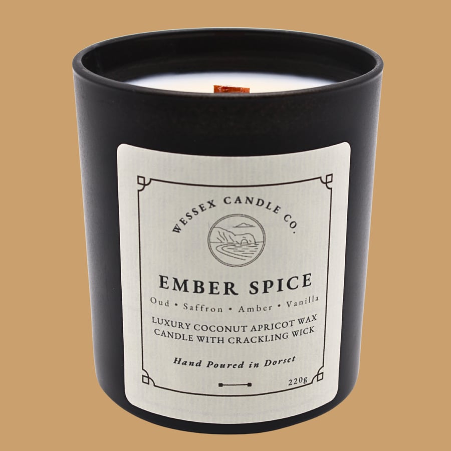 Oud & Saffron Candle - Ember Spice - Wooden Wick