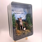 Chanctonbury Fox hand made, hand painted miniature diorama Gift tin Sussex 