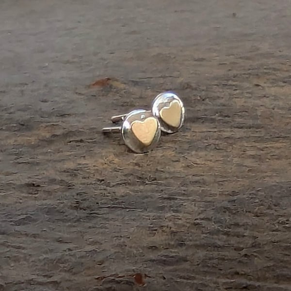 STERLING SILVER Heart Stud Earrings, Handmade Urban Jewellery