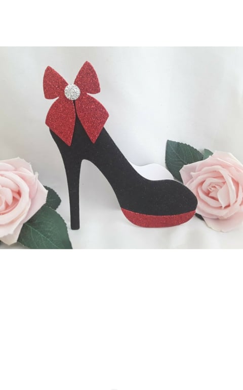 Glittered Shoe Shape Card, Handmade Glitter Shoe Card