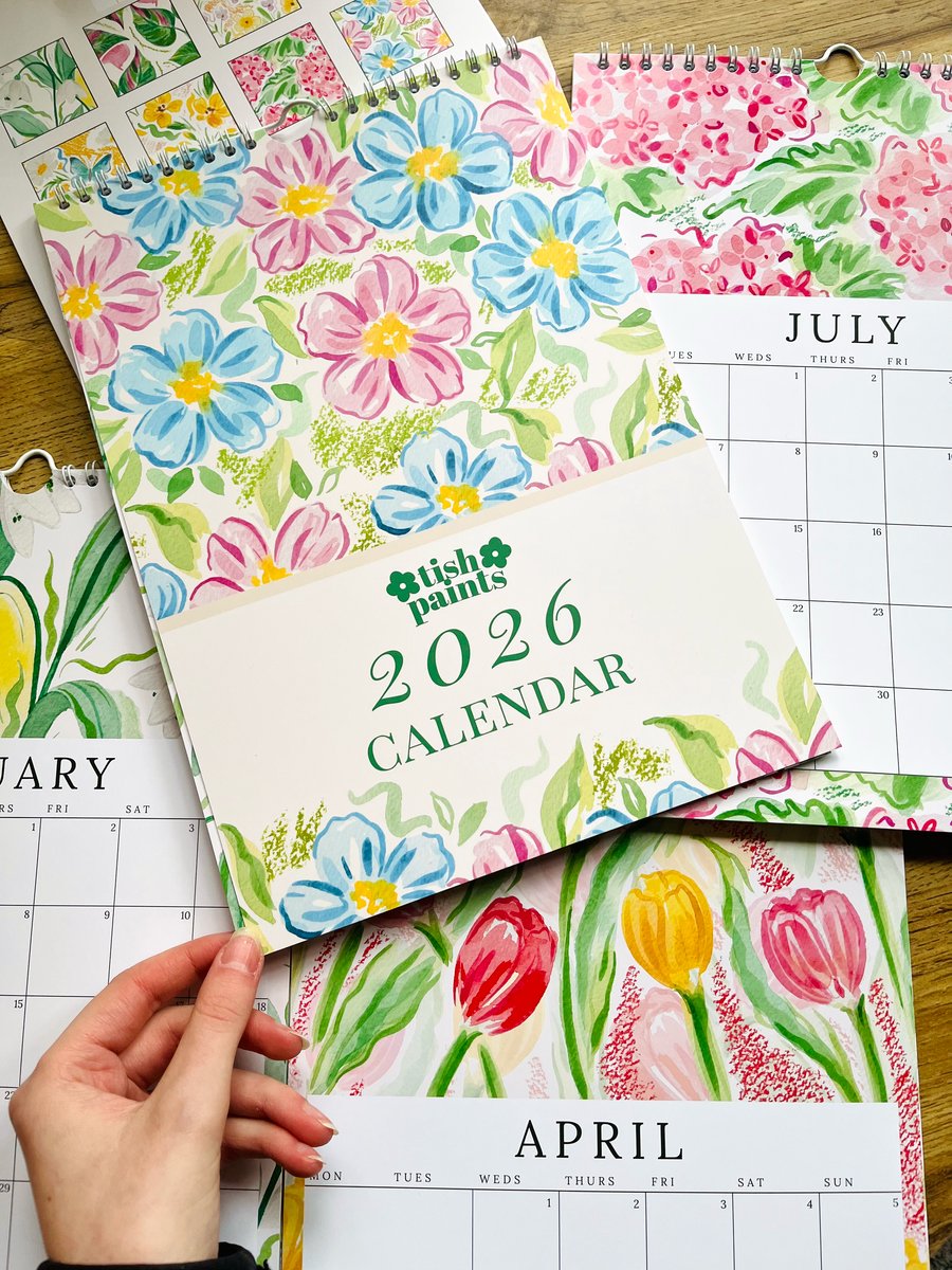 2026 Floral Wall Calendar, Recycled Planner with Botanical Art A4