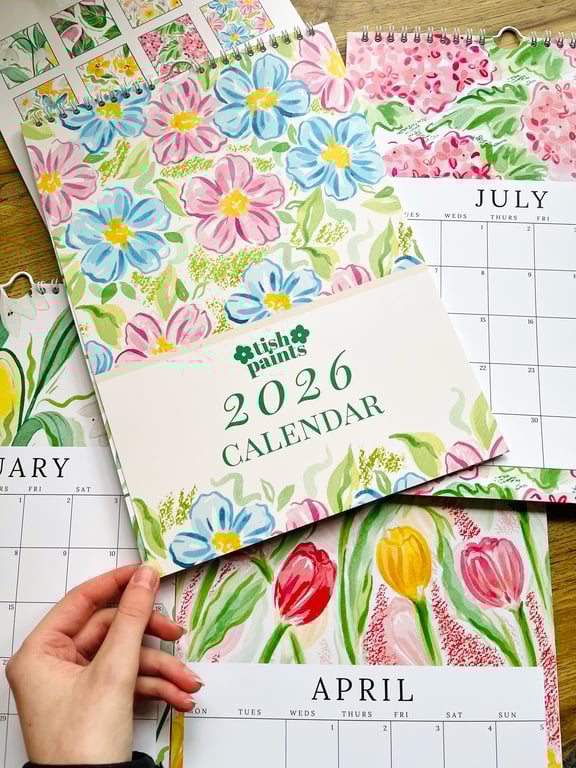 2026 Floral Wall Calendar, Recycled Planner with Botanical Art A4