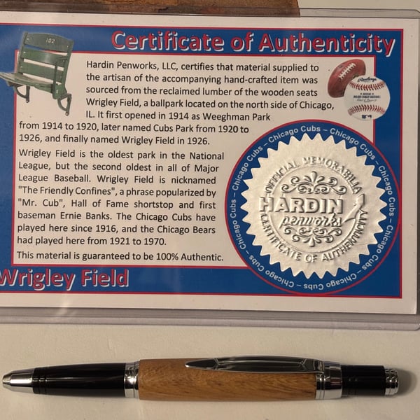 Wrigley Field Ballpoint Pen, Home of the Cubs, Handmade Unique Baseball Gift