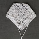 Lace Bandana Head, Floral Design, White Cotton