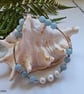 Aquamarine & Freshwater Pearl Designer Bracelet  - Image 4