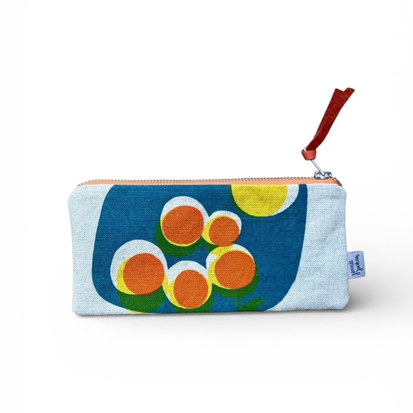 Perfectly imperfect - Hand screen printed pencil case - Sunflowers