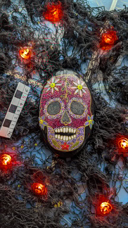 Sugar Skull Painted Stone