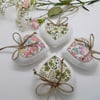 Heart decorations pack of 4 white with Liberty prints 