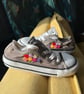 Children’s Hand-Embroidered Grey Converse Trainers – Rose Detail – One of a Kind