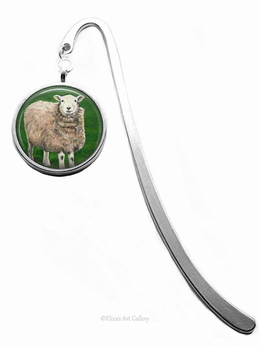 Silver Plated Sheep Art Cabochon Bookmark