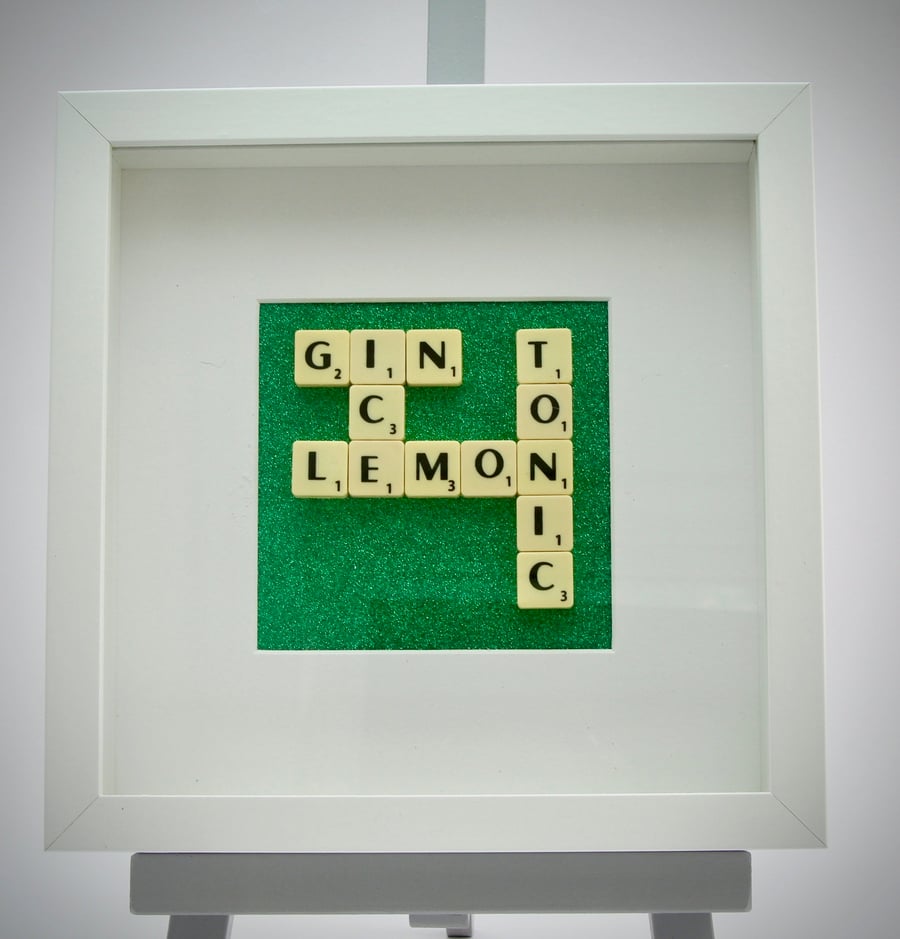  scrabble art picture - Gin and Tonic , Ice and Lemon