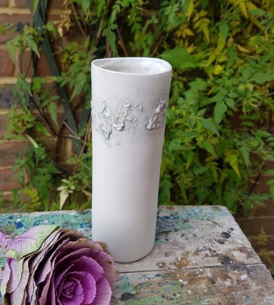Grey & White Sealine Ceramic Vase