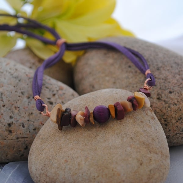 Mookaite & Purple friendship bracelet