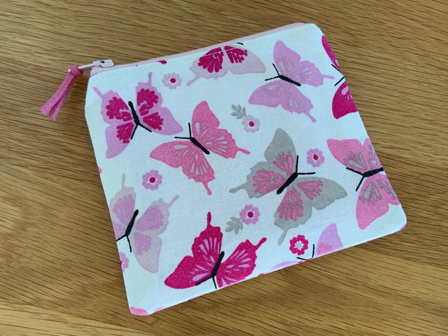 Fabric Coin Purse, Money Pouch, Zipped Purse, Purse, Card Holder, Butterfly