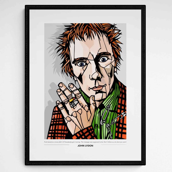 JOHN LYDON Print, Option to Add Personalised Song Lyric, Quotation, Sex Pistols