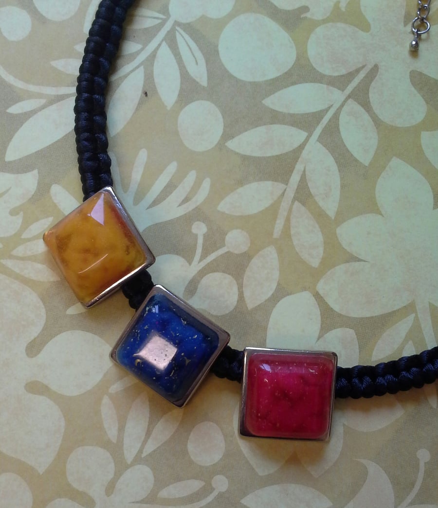 Three Colour Resin  Necklace