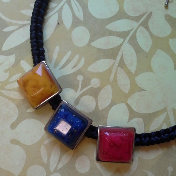 Three Colour Resin  Necklace