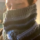 Malia Cosy Crochet Cowl - Blue Bottle