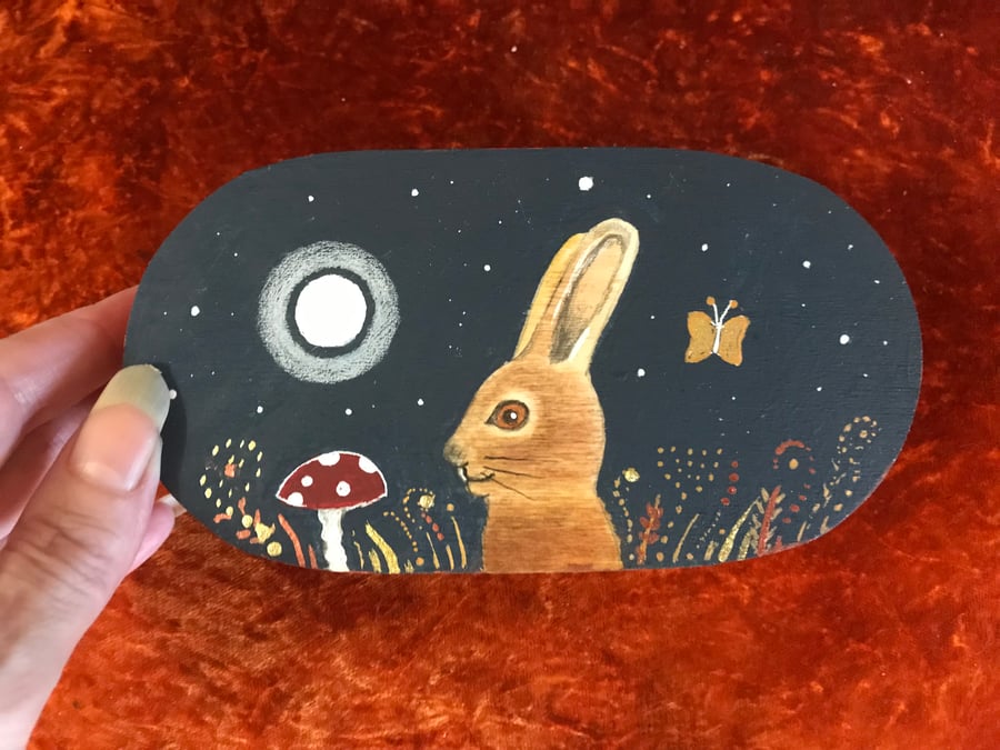 Painted wooden Hare box